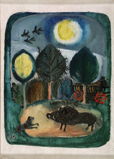 Hunting a wild boar